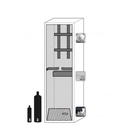ARMARIO IGNÍFUGO PARA BOMBONAS DE GAS GLINE G90.205.060.2F G-ULTIMATE-90 GRIS ASECOS
