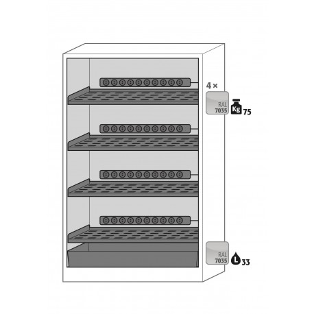 ARMARIO PARA BATERÍAS DE LITIO DE IONES ION-LINE IO90.195.120.K3.WDC ION-CHARGE PRO-90 GRIS Y AZUL GENCIANA ASECOS 4 BAN
