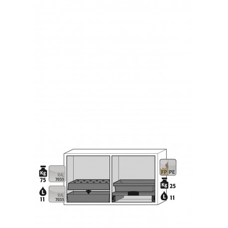 Armario de seguridad Tipo 90 para el almacenamiento de sustancias peligrosas e inflamables combinado K-UB-90