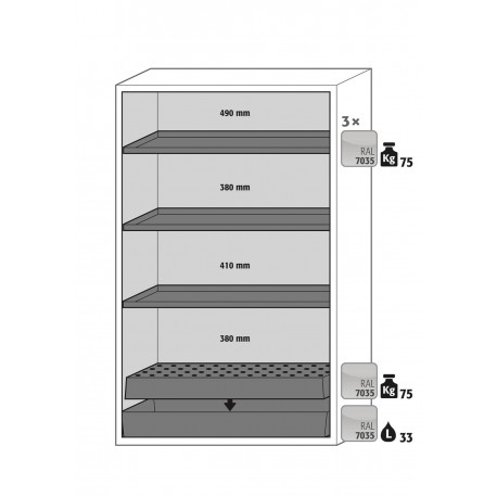 Armario de seguridad de laboratorio Tipo 90 para el almacenamiento de sustancias peligrosas e inflamables S-CLASSIC-90
