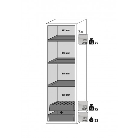 Armario de seguridad de laboratorio Tipo 90 para el almacenamiento de sustancias peligrosas e inflamables S-CLASSIC-90
