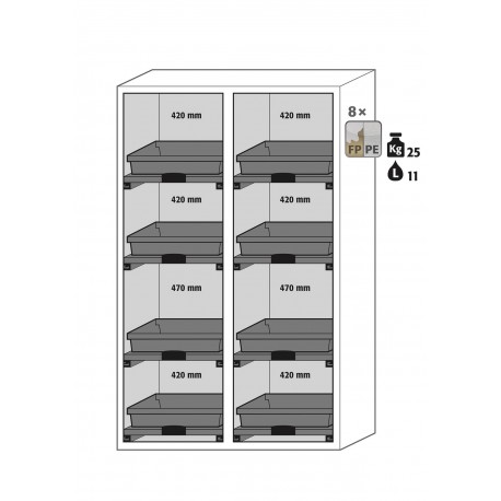 Armario de seguridad para ácidos y bases SL-CLASSIC modelo SL.196.120.MV en gris claro RAL 7035