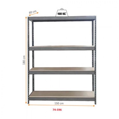 ESTANTERÍA METÁLICA INDUSTRIAL 4 ESTANTES 180X150X60 GRIS
