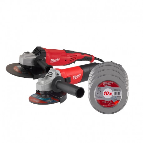 CONJUNTO DOS AMOLADORAS Y DISCOS PRO CON CAJA METÁLICA MILWAUKEE