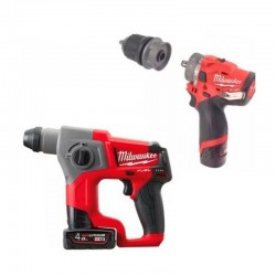 CONJUNTO DE MARTILLO SUBCOMPACTO + TALADRO PERCUTOR SUBCOMPACTO MILWAUKEE