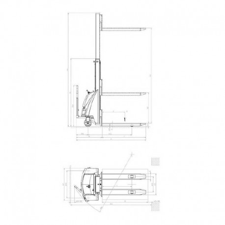Cotas y medidas apilador Pramca electromanual TX 10/20