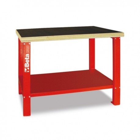 BANCO DE TRABAJO CON MESA DE MADERA COLOR ROJO REF. C58B BETA