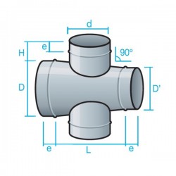 CRUZ CON REDUCCIÓN CÓNICA A 90° DE CHAPA GALVANIZADA