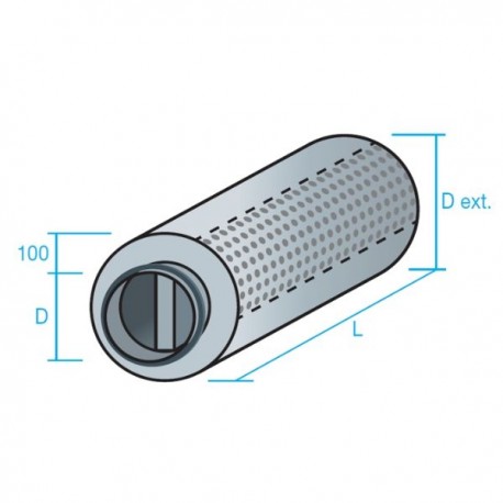 SILENCIADOR CIRCULAR CON NÚCLEO CENTRALY AISLAMIENTO ACÚSTICO 100MM