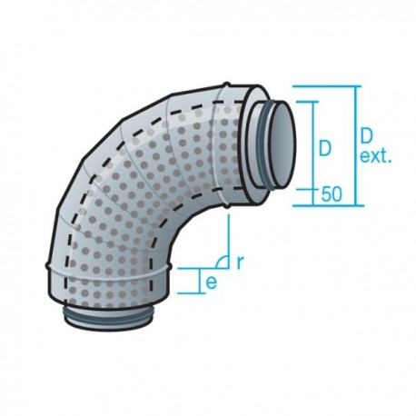 SILENCIADOR CODO 90° CON ACÚSTICO 50MM