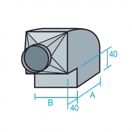 CODO RECTANGULAR CON TOLVA CIRCULAR DE CHAPA GALVANIZADA