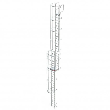 SVS1 | Escalera vertical de seguridad con jaula y descansillo, altura de pared entre 6.15 / 6.28 m