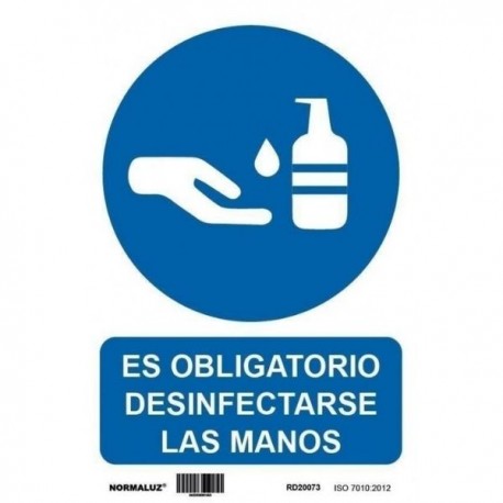 SEÑAL ADHESIVA OBLIGATORIO DESINFECTARSE LAS MANOS 20673 NORMALUZ