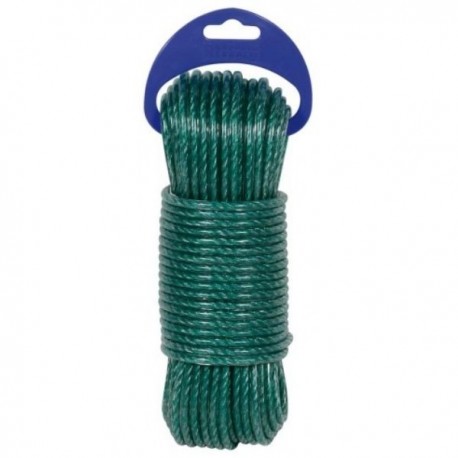 MADEJA DE CUERDA CABLEADA DE 4 CABOS PLASTIFICADA 5MM/25M VERDE REF.459309002211 ROMBULL
