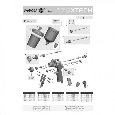 PISTOLA PARA PINTAR DE GRAVEDAD 475 XTECH 1.00 REF.20140803 SAGOLA