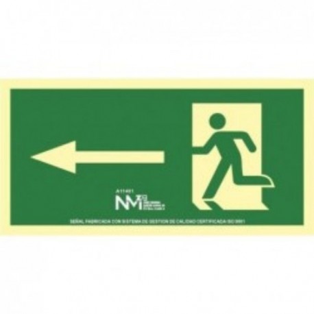 SEÑAL DE EVACUACIÓN FLECHA IZQUIERDA PVC CLASE B 11131 NORMALUZ