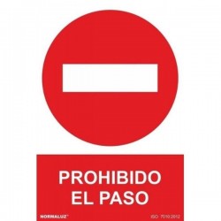 SEÑAL DE PROHIBIDO EL PASO PVC 0,7MM 210X300MM RD40017 NORMALUZ