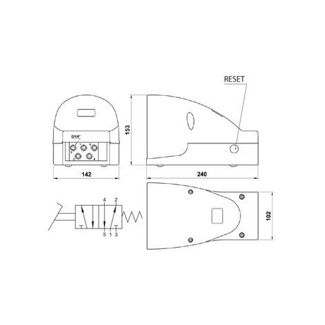 PEDAL NEUMÁTICO 5/2 VÍAS MONOESTABLE CON PROTECCIÓN TAMAÑO 1/4 REF. 06V1 AIGNEP