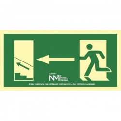 SEÑAL DE EVACUACIÓN ESCALERA ARRIBA A LA IZQUIERDA PVC RD11151 NORMALUZ