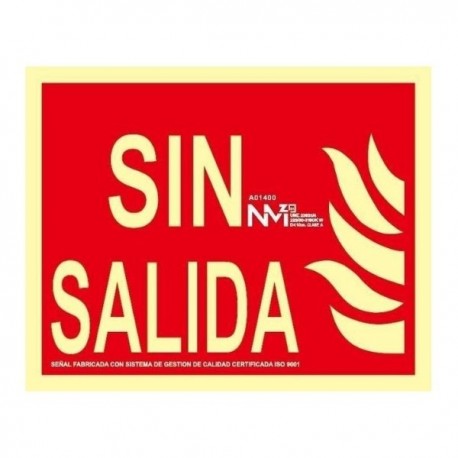SEÑAL LUMINISCENTE SIN SALIDA CLASE B PVC RD01100 NORMALUZ