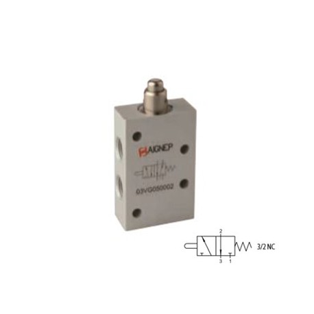 VÁLVULA DE PUNTAL 16MM 3/2 VÍAS DE ACCIONAMIENTO MECÁNICO ROSCA DE 1/8 REF. 3VG0 3 NC AIGNEP
