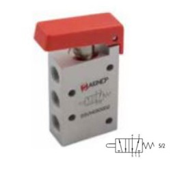 VÁLVULA DE LEVA ROJA 16MM 5/2 VÍAS DE ACCIONAMIENTO MECÁNICO ROSCA DE 1/8 REF. 3VH0 5 AIGNEP