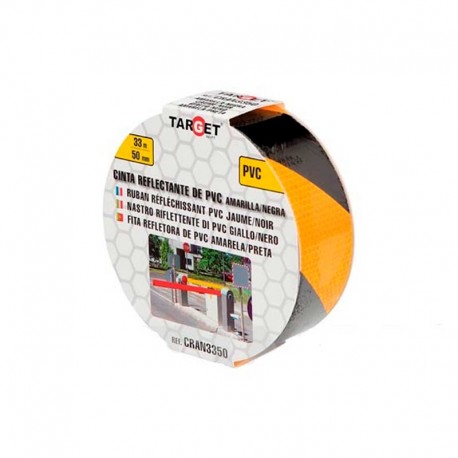 CINTA ADHESIVA 50MM x 33M REFLECTANTE PVC AMARILLO-NEGRO DE TARGET