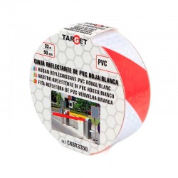 CINTA ADHESIVA REFLECTANTE 50MM x 33M PVC BLANCA-ROJA DE TARGET