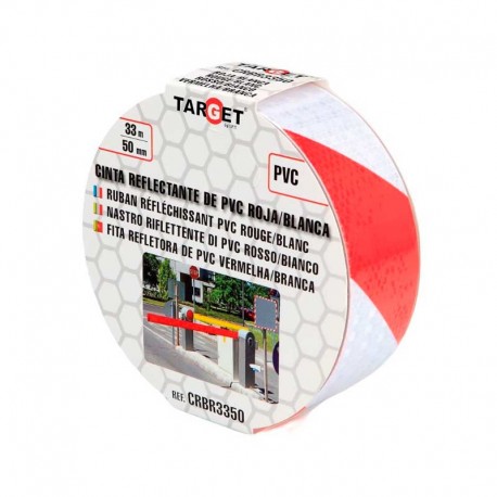 CINTA ADHESIVA REFLECTANTE 50MM x 33M PVC BLANCA-ROJA DE TARGET