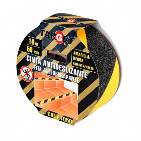 CINTA ADHESIVA ANTIDESLIZANTE 50MM x 10M AMARILLO-NEGRO DE TARGET
