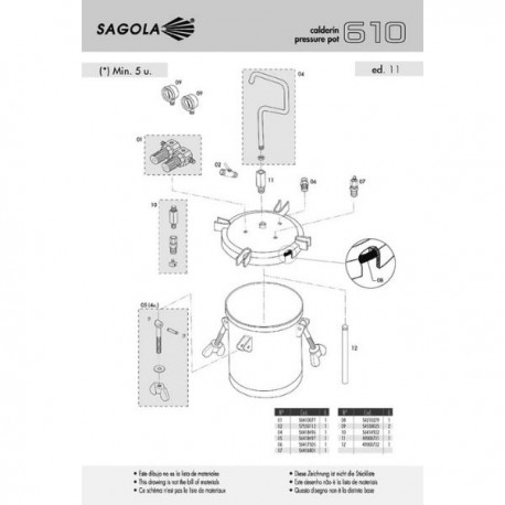 CALDERÍN 10L 610 CON MANÓMETRO GALVANIZADO REF.40000273 SAGOLA