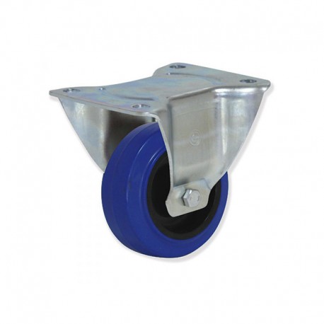 RUEDA FIJA CON SOPORTE DE GOMA DE 100 MM PLETINA 47 X 47 MM USO INDUSTRIAL O MÁQUINAS SOPORTA 150 KG