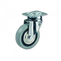 RUEDA GIRATORIA SIN FRENO DE GOMA 100 MM PARA INDUSTRIA CON CARGA MÁXIMA DE HASTA 70 KG