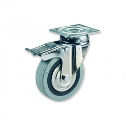 RUEDA GIRATORIA CON FRENO DE GOMA 100 MM PARA SUPERMERCADOS CON CAPACIDAD DE CARGA DE HASTA 70 KG