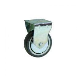 RUEDA FIJA CON SOPORTE DE TERMO-CAUCHO DE 80 MM PLETINA 47 X 47 MM USO INDUSTRIAL O MUEBLES SOPORTA 65 KG