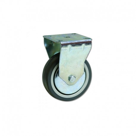 RUEDA FIJA CON SOPORTE DE TERMO-CAUCHO DE 80 MM PLETINA 47 X 47 MM USO INDUSTRIAL O MUEBLES SOPORTA 65 KG