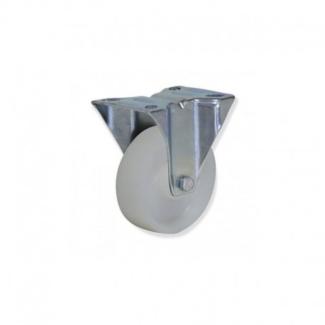 RUEDA FIJA CON PLETINA DE NYLON 80 MM PARA INUDSTRIA CON CARGA MÁXIMA DE 125 KG