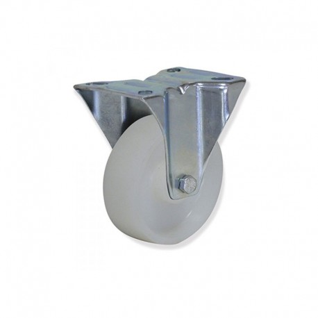 RUEDA FIJA CON PLETINA DE NYLON 125 MM USO INDUSTRIAL CON CAPACIDAD DE CARGA DE HASTA 200 KG