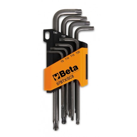 JUEGO DE 8 LLAVES ACODADAS CON CABEZA ESFÉRICA PARA HUELLAS TORX BETA REF.97BTX/SC8
