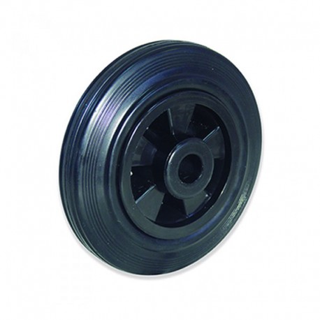 RUEDA MACIZA DE GOMA PARA CARRETILLA DE 200 MM Y EJE DE PLÁSTICO PARA CARGA DE 200 KG