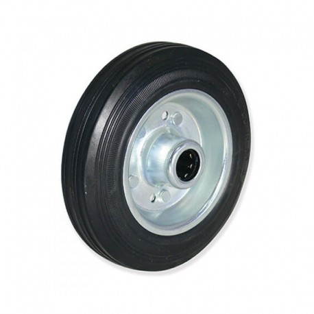 RUEDA MACIZA DE GOMA PARA CARRETILLA DE 200 MM Y EJE DE ACERO PARA CARGA DE 200 KG