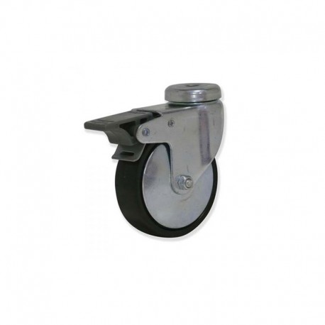 RUEDA GIRATORIA CON FRENO DE TERMO-CAUCHO 50 MM PARA MUEBLES Y CARGAS LIGERAS SOPORTA 50 KG