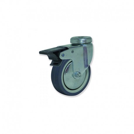 RUEDA GIRATORIA CON FRENO DE TERMO-CAUCHO 80 MM PARA MUEBLES Y CARGAS LIGERAS SOPORTA 65 KG