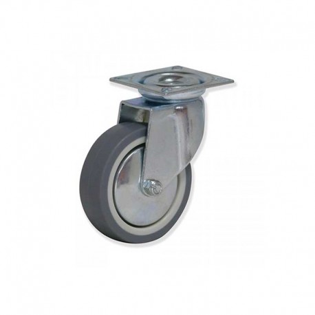 RUEDA GIRATORIA SIN FRENO DE TERMO-CAUCHO 65 MM PLETINA DE PARA MUEBLES Y CARGAS LIGERAS SOPORTA 65 KG