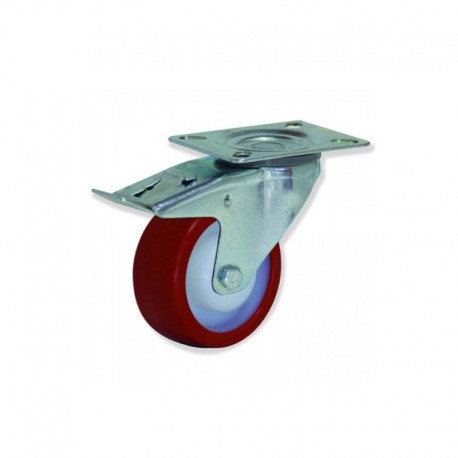 RUEDA GIRATORIA CON FRENO DE POLIURETANO 80 MM PARA APLICACIONES INDUSTRIALES CON CARGA MÁXIMA DE 120 KG