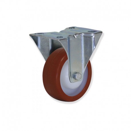 RUEDA FIJA CON PLETINA DE POLIURETANO 100 MM TIPO INDUSTRIAL CON CAPACIDAD DE CARGA DE HASTA 170 KG