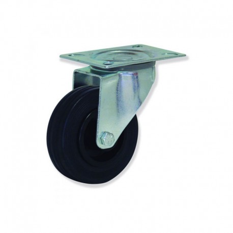 RUEDA GIRATORIA SIN FRENO DE GOMA 100 MM USO INDUSTRIAL PARA CARGA DE HASTA 100 KG