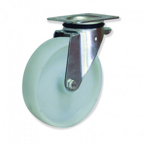 RUEDA GIRATORIA SIN FRENO DE NYLON 200 MM PARA INDUSTRIA CON CAPACIDAD DE CARGA DE HASTA 400 KG
