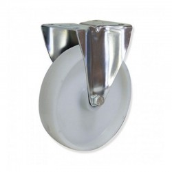 RUEDA FIJA CON PLETINA DE NYLON 200 MM PARA INDUSTRIA CON CAPACIDAD MÁXIMA DE 400 KG