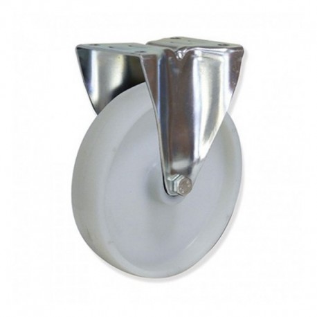 RUEDA FIJA CON PLETINA DE NYLON 200 MM PARA INDUSTRIA CON CAPACIDAD MÁXIMA DE 400 KG